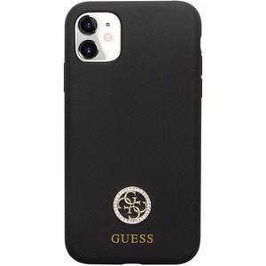 Guess GUHCN614DGPK Suojakuori iPhone 11 / Xr:lle - musta Silikoninen Logo Strass 4G