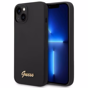 Guess GUHCP14MSLSMK iPhone 14 Plus 6.7 "musta / musta kova kotelo Silikoni Vintage Gold Logo