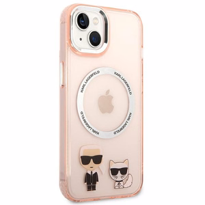 Karl Lagerfeld KLHMP14MHKCP iPhone 14 Plus 6.7 kovakuori vaaleanpunainen / vaaleanpunainen Karl & Choupette Aluminum Magsafe