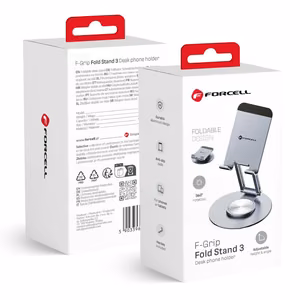 Pöytäteline puhelimelle ja tabletille taitettava Forcell F-Grip Fold Stand 3 360 harmaa