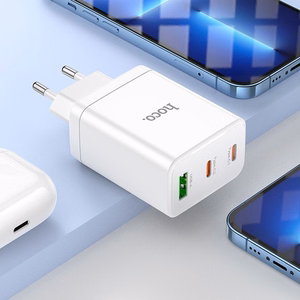 Puhelinlaturi Hoco 2 x USB C + USB A QC3.0 PD 3A 35W N33 valkoinen