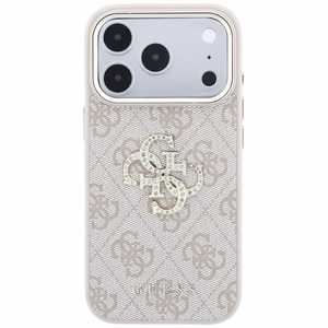 Guess 4G & Big Strass Logo suojakuori mallille iPhone 17 Pro / 18 Pro – väri: vaaleanpunainen