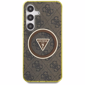 Guess HC Magneettinen IML Metal Glitter 4G Circle Triangle Suojakuori Samsung Galaxy S25:lle ruskea