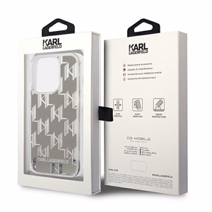 Karl Lagerfeld KLHCP14LLMNMS iPhone 14 Pro 6.1 "kovakotelo hopea / hopea Nestemäinen Glitter Monogrammi