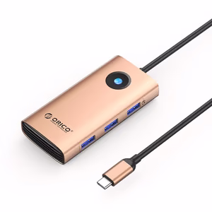 Orico PW11 6-in-1 USB-C-telakointiasema 3x USB-A 3.0 1x USB-C PD 100W 1x HDMI 4K 30Hz 1x RJ45 2.5G Ethernet - ruusukulta