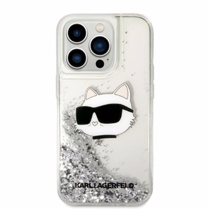 Karl Lagerfeld KLHCP14LLNHCCS iPhone 14 Pro 6.1" hopeinen/hopeinen kovakuori Glitter Choupette Head
