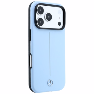 Mercedes Semi Wrap Iconic Line MagSafe nahkainen suojakuori malleille iPhone 18 Pro Max / 17 Pro Max, sininen