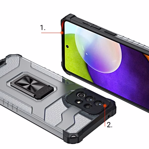 Crystal Ring Case Kickstand Kova Rugged Cover Samsung Galaxy A72 4G sininen sininen