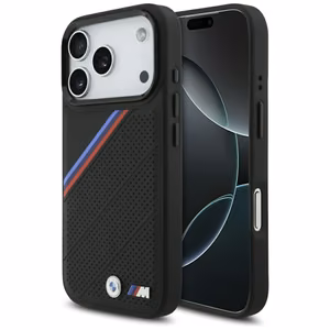BMW M Tricolor Metal Logo MagSafe Suojakuori iPhone 17 Pro:lle - Musta