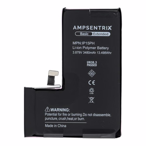 AmpSentrix Basic -akku iPhone 15 PRO -puhelimelle (suuri kapasiteetti 3480 mAh)