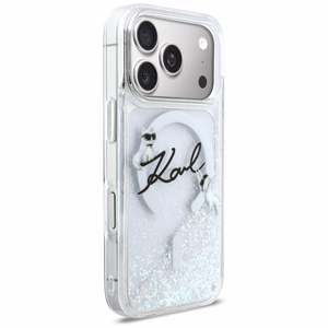 Karl Lagerfeld Liquid Glitter Karl Script Logo MagSafe Suojakuori iPhone 17 Pro:lle - Kirkas