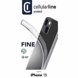 Cellularline Fine suojakuori iPhone 15 -laitteelle, läpinäkyvä