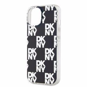 DKNY IML Ruudullinen Mono-kuvio Suojakuori iPhone 15 / 14 / 13:lle - musta