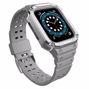 Protect Strap Band for Apple Watch 38/40/41mm Armored Case Strap - harmaa, hopea