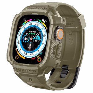 Spigen Rugged Armor Pro - Ranneke ja suojakuori Apple Watch Ultralle 49 mm (Vintage Khaki)