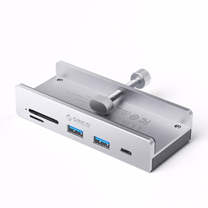 Orico MH5PC Pöytäkiinnitteinen hubi USB-C / 2x USB-A 3.2 + 1x USB-C 3.2 + 1x SD ja TF - hopeinen