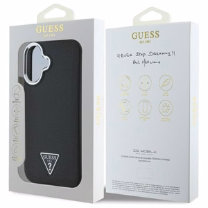 Guess Grained Triangle MagSafe Suojakuori iPhone 16:lle - Musta