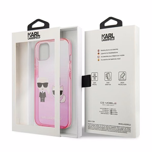Karl Lagerfeld Gradient Ikonik Karl&Choupette kotelo iPhone 13 mini - vaaleanpunainen - vaaleanpunainen