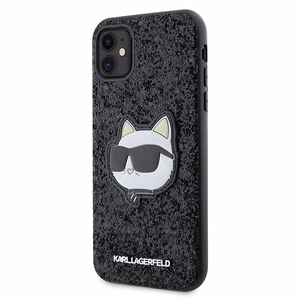 Karl Lagerfeld KLHCN61G2CPK iPhone 11 / Xr 6.1 musta/musta kovakuori Glitter Choupette Patch