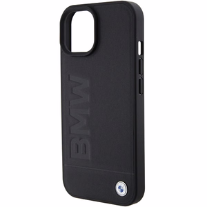 BMW Suojakuori iPhone 15 Plus 6,7:lle BMHMP15MSLLBK musta HC Magsafe Nahkainen Hot Stamp