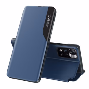Eco Nahka View Case Tyylikäs Flip Cover Stand-toiminnolla Poco M4 Pro 5G Sininen sininen