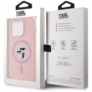 Karl Lagerfeld Silikoninen Karl&Choupette MagSafe Suojakuori iPhone 14 Pro Max:lle - Vaaleanpunainen