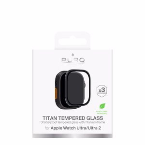 Puro Tempered Glass with Titanium Bezel for Apple Watch Ultra / Ultra 2 / Ultra 3M - Black