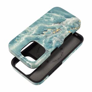 Suojakuori iPhone 15 PRO:lle Forcell F-Protect Mirage MagSafe-yhteensopiva Military Drop-Test vihrea marmori