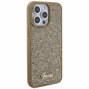 Guess Disco Metal Script Suojakuori iPhone 15 Pro Max:lle - kultainen