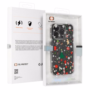 TEL PROTECT Joulu läpinäkyvä Suojakuori iPhone 16 Pro Max:lle Design 2