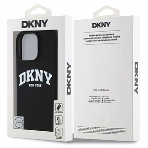 DKNY Silikoninen Valkoinen Painettu Logo MagSafe iPhone 16 Pro:lle Suojakuori - Musta