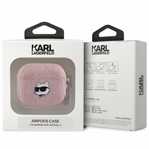 Karl Lagerfeld Monogram Choupette Head suojakuori AirPods 3:lle - vaaleanpunainen