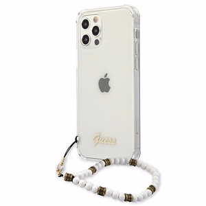 Guess GUHCP12LKPSWH iPhone 12 Pro Max 6.7" läpinäkyvä kovakotelo Valkoinen helmi