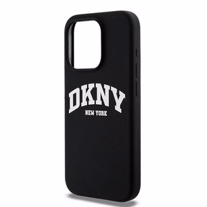 DKNY Liquid Silikoninen White Printed Logo MagSafe Suojakuori iPhone 13 Pro / 13:lle - musta