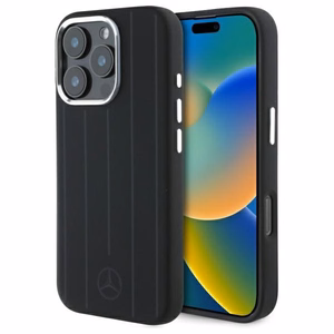 Mercedes Silikoninen Vertical Tonal Stripes MagSafe suojakuori iPhone 16 Pro Max:lle - musta