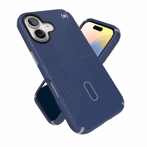 Speck Presidio2 Grip -suojakuori MagSafe- ja ClickLock-tuella iPhone 16:lle, Coastal Blue/Dust Grey
