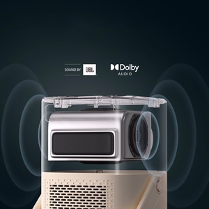 Yaber T2 Plus GTV 1080p 450 ANSI -multimediaprojektori akulla, Google TV, JBL ja Dolby Audio, beige