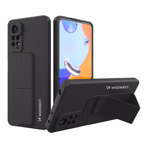 Wozinsky Kickstand Case silikoni tapauksessa jalusta Xiaomi Redmi Note 11 Pro tapauksessa musta