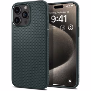 Spigen Liquid Air Suojakuori iPhone 15 Pro Max:lle - syvänvihreä