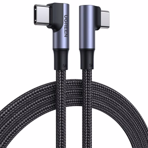 Ugreen US335 70696 kulma USB-C - USB-C PD QC FCP 100W 5A 480Mb/s -kaapeli 1m - musta