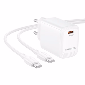Borofone Wall charger BN26 Fuente - Type C - PD 20W with Type C to Type C cable white