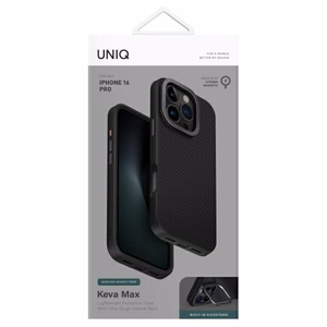 Uniq Keva Max Magclick lataava Suojakuori iPhone 16 Pro:lle - musta