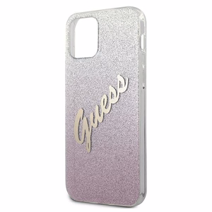 Guess GUHCP12SPCUGLSPI iPhone 12 mini 5.4" vaaleanpunainen/vaaleanpunainen kovakotelo Glitter Gradientti Script