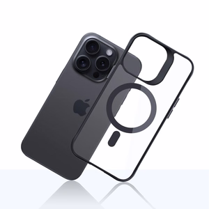 3mk Satin Armor MagCase MagSafe:lla iPhone 15 Pro Max:lle - kirkas mustalla kehyksellä