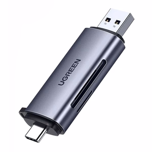 Ugreen CM185 Muistikortinlukija USB-A 3.0/USB-C 3.1 - TF/SD (50706) Harmaa