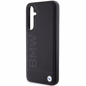 BMW Leather Hot Stamp Suojakuori Samsung Galaxy S23 FE:lle - musta/musta