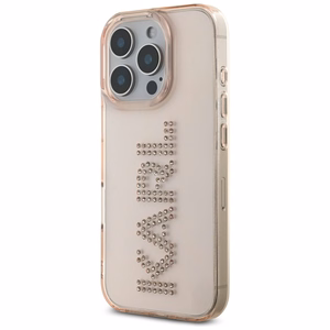 Karl Lagerfeld IML Rhinestones Logo iPhone 16 Pro Suojakuori - Vaaleanpunainen