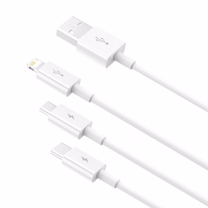 Kaapeli Baseus Superior USB - microUSB+Lightning+Type-C 3.5A 1,5m valkoinen CAMLTYS-02