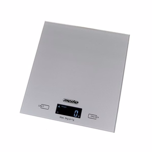 Mesko MS 3145 – elektroninen keittiövaaka, enintään 5 kg, 1 g tarkkuus, LCD, hopeanvärinen