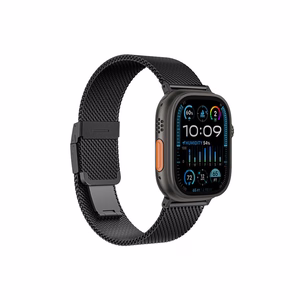 AmazingThing Titan Premium -metallihihna Apple Watch 38/40/41/42/44/45/46/49mm:lle, musta